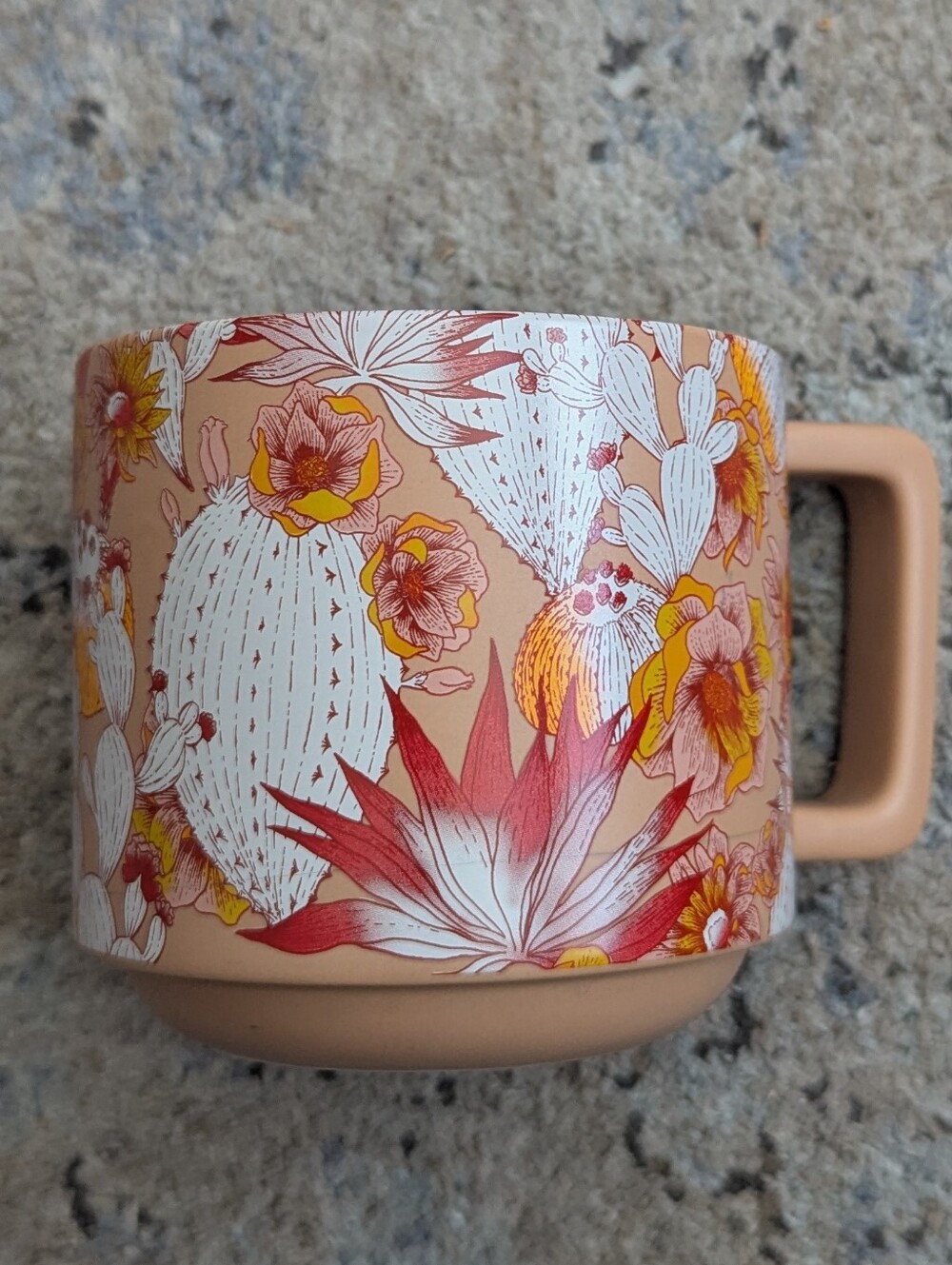 2019 Starbucks Desert Bloom Ceramic Mug - Peach Floral Cactus Design
